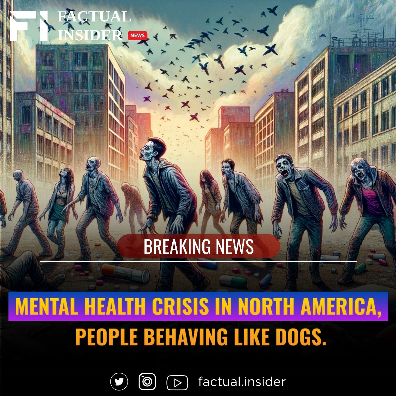 Mental health crisis in North America, people behaving like dogs.